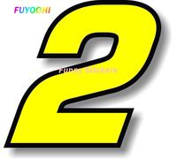 Fuyoobottles-Autocollants De Jeu De Numéro De Course Jaune Avec Bordure Noire,Décalcomanies De Voiture En Vinyle,Graphiques Décoratifs - Type [Number 2]-20cm