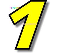Fuyoobottles-Autocollants De Jeu De Numéro De Course Jaune Avec Bordure Noire,Décalcomanies De Voiture En Vinyle,Graphiques Décoratifs - Type [Number 1]-20cm