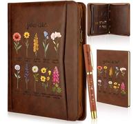 Fuyoooo Lot de 3 cadeaux religieux chrétiens - Cadeaux d'appréciation des pasteurs - Portefeuille en cuir - Journal de prière chrétienne - Stylo de la Bible - Fournitures d'étude (style pasteur floral