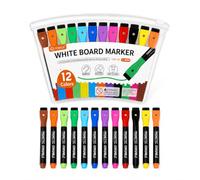 Fuyouderen 12 Marqueurs Magnétiques pour Tableau Blanc avec Gomme Intégrée | Feutres Effaçables à Sec 12 Couleurs, Pointe Fine, pour Ardoise Blanche, Frigo, Planning, Bureau, École et Maison