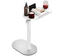 Fuyoula Table de chevet de style industriel, table de lit, hauteur réglable, plateau pour baignoire en bambou, peu encombrant, table de chevet, blanc, 40 ~ 82 cm x 43 x 22 cm