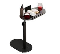 Fuyoula Table de chevet de style industriel, table de lit, hauteur réglable, plateau pour baignoire en bambou, économiseur, table de chevet, noir, 40 ~ 82 cm*43 x 22 cm