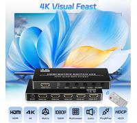 FUYT-Matrice Hdmi 4 Entrées 2 Sorties Commutateur Matriciel Hdmi 4K Hdm I Quad Multiviewer Switch 4X2 Hdm I Matrix Switch Splitter 4K 30Hz Hdcp 1.4/1.3 Contrôle Ir 9 Modes Pour Tv Jeux Projecteur