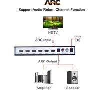 FUYT-Switch Hdmi Commutateur Hdmi 4K 5 Entrées 1 Sortie Avec Spdif Et L/R Audio Extractor Avec Télécommande Ir Supporte Arc 1080P 3D Pour Ps4,Xbox One,Nintendo Switch,Lecteur Blu Ray