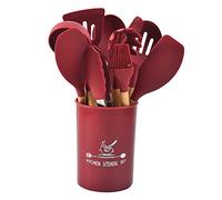 FUYTERY 11 Pcs Coloré Cuisine Silicone Résistant À La Chaleur Ustensiles De Cuisine Cuillère Pelle Ensemble (Rouge)