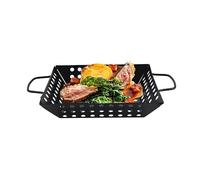 FUYTERY Panier à grillades antiadhésif en Acier Inoxydable avec Trous pour Le Barbecue, Le Camping et l'extérieur. (Rectangle)