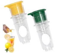 FUYTSUO Lot de 2 presse-agrumes manuels avec couvercle, petit presse-agrumes, bec verseur pour jus d'orange, jus de citron, cuisine, bar et autres scénarios (jaune et vert)