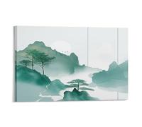 FUYUETTG Toile murale aquarelle montagnes, lignes géométriques, paysage - Impression sur toile texturée - Affiche d'œuvre d'art pour salon, chambre à coucher, bureau - 40 x 60 cm