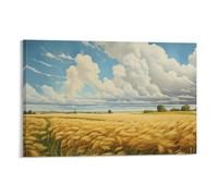 FUYUETTG Toile murale moderne de style ferme - Champ d'automne - Beau paysage texturé - Poster d'œuvre d'art pour salon, chambre à coucher, bureau - 40 x 60 cm