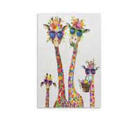 FUYUETTG Toile murale moderne et amusante avec girafe - Belle fleur sauvage - Impression sur toile texturée - Décoration pour salon, chambre à coucher, bureau - Sans cadre - 40 x 60 cm