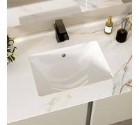 fuyuoer Lavabo de salle de bain rectangulaire en céramique avec trop-plein, lavabo moderne à encastrer pour usage résidentiel et commercial 48,3 x 35,6 cm