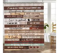 Fuzawet Rideau de douche religieux chrétiens avec versets de la Bible Christ en tissu imperméable avec citation inspirante pour femme 183 x 183 cm