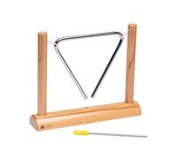 FUZEAU - 1428 - Triangle Suspendu en Métal sur Socle en Bois + batte ou mailloche - Jouer des Sons Cristallins et Scintillants - A partir de 3 ans
