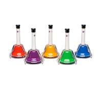 FUZEAU - 70609 - Lot de 5 cloches accordées - 2 en 1 - A secouer à frapper - 1 couleur = 1 note - Originales - Colorées