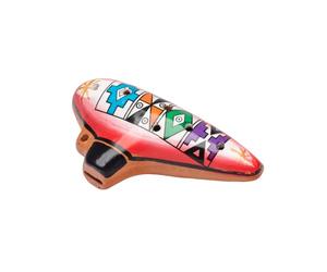 FUZEAU - 71480 - Ocarina petit modèle - En terre cuite - Fabrication Artisanale - Longueur 10 cm environ - Représente les 4 éléments - Terre - Feu - Eau - Air