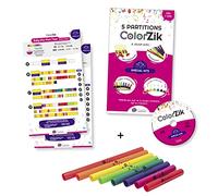 Fuzeau - 78234 - Lot complet ColorZik Hits + Instrument - Livre + CD + 8 tubes Boomwhackers colorés - Méthode jouer de la musique sans solfège - 5 partitions colorées hits connus - Dès 7 ans