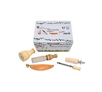 Fuzeau - Coffret 5 Appeaux Manuels - Bois Naturel Buis et Hêtre Vernis Alimentaire - Sons d’Oiseaux Authentiques Poule d’Eau, Grive, Moineau, Rossignol, Canard - Dès 4 Ans - Ref.78321