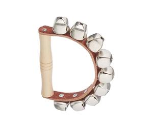 Fuzeau - Couronne 9 Grelots En Cuir Avec Poignée En Bois - Éveil Rythmique, Musical - Sons Métalliques - Instrument Percussion Ergonomique Et Solide - Enfants Dès 5 Ans - Réf.70524