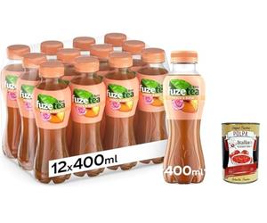 FuzeTea Pêche et rose - 12 bouteilles de 400 ml, thé au poisson froid avec une note de rose, dans une bouteille 100 % recyclable pour animaux de compagnie, boisson non alcoolisée, thé glacé + Italian
