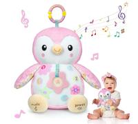 Fuzqq Jouets pour bébé pingouin - Animal en peluche texturé avec anneau de suspension et papier froissé pour nouveau-né de 0 à 6 à 12 mois, garçons et filles