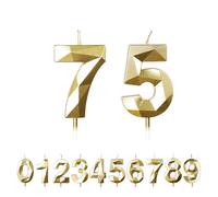 FUZVOL Birthday Cake Candles, Gold Number 75 Candle,Cake Topper Decorations