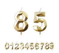 FUZVOL Birthday Cake Candles, Gold Number 85 Candle,Cake Topper Decorations