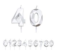 FUZVOL Birthday Cake Candles, Silver Number 40 Candle,Cake Topper Decorations