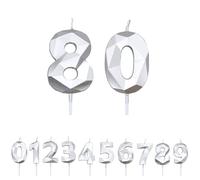 FUZVOL Birthday Cake Candles, Silver Number 80 Candle,Cake Topper Decorations