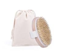 FUZVOL Brosse de bain à poils naturels pour le corps, brosse de bain et de douche pour exfolier, enlever les peaux mortes, améliorer la stimulation du sang, brosse pour le corps sec avec luffa adaptée