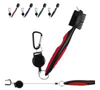 FUZVOL Brosse de nettoyage de rainures de club de golf avec clip rétractable (61 cm), design ergonomique, accessoires de golf et cadeaux de golf pour homme, rouge