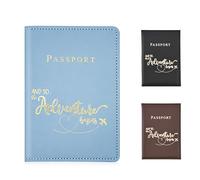 FUZVOL Étui pour passeport en cuir synthétique pour documents, cartes de crédit, cartes de visite, argent, portefeuille de voyage pour homme et femme, bleu, Moderne