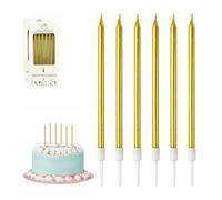FUZVOL Lot de 12 bougies d'anniversaire dorées pour gâteaux, boîte cadeau, 12 bougies dorées à paillettes pour fête, anniversaire de mariage, décoration