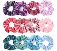 FUZVOL Lot de 12 chouchous épais en satin multicolore, élastiques plus doux que la soie pour femmes et filles, supports pour queue de cheval, élastiques épais et bouclés