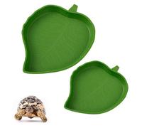 FUZVOL Lot de 2 assiettes à eau pour reptiles - En forme de feuille - Mangeoire à eau - Pour tortues, maïs, serpent, gecko, lézards, grenouille, caméléon - Lot de 2