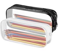 FUZVOL Lot de 2 trousses à crayons transparentes en PVC transparent pour maquillage et fournitures de bureau