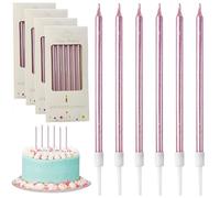 FUZVOL Lot de 24 bougies d'anniversaire dorées pour gâteaux, bougies à paillettes dorées pour décoration de fête, anniversaire de mariage, or rose