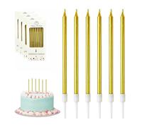 FUZVOL Lot de 24 bougies d'anniversaire dorées pour gâteaux, bougies dorées à paillettes pour fête, mariage, anniversaire de mariage