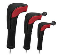 FUZVOL Lot de 3 housses universelles de qualité supérieure pour club de golf - Pour conducteur de bois - Fairway - Hybrides - Rouge