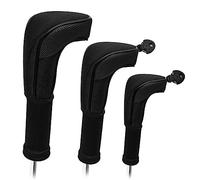 FUZVOL Lot de 3 housses universelles pour club de golf - Qualité supérieure - Pour conducteur de bois - Fairway - Hybrides - Noir