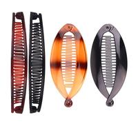 FUZVOL Lot de 4 pinces à cheveux banane, noir et marron, pour queue de cheval pour femmes et filles, cheveux fins et épais