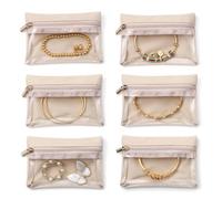 FUZVOL Lot de 6 pochettes à bijoux de voyage - Organiseur de bijoux en velours avec fermeture éclair - Rangement portable pour bagues, boucles d'oreilles, colliers, bracelets