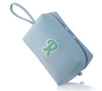 FUZVOL Trousse de maquillage personnalisée en velours côtelé de A à Z pour femme - Petite trousse de toilette de voyage - Cadeau d'anniversaire pour femme, maman, meilleure amie, mariée, demoiselle