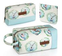 FUZVOL Trousse de Toilette, Lot de 3 Trousses de Maquillage en Toile, Trousse Toilette Femme Voyage, Imperméable Sac Cosmétique Organisateur de Voyage, Pattern 5