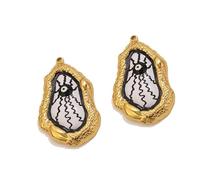 FUZYXIH 2 composants de bijoux faits à la main avec motifs yeux de diable et détails artistiques d'huile goutte à goutte pour bricolage créatif pendentif œil de diable en acier inoxydable, taille