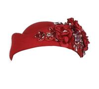 FUZYXIH Béret brodé, classique britannique, circonférence réglable, 11 couleurs élégantes pour un usage quotidien, vintage britannique, rouge, taille unique