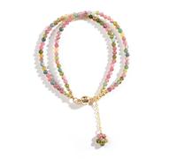 FUZYXIH Bracelet léger en cuivre avec perles arc-en-ciel, double couche, bracelet fin de 3 mm, élégant pour un usage quotidien, cadeau pour maman, taille unique, comme décrit