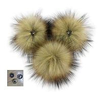 FUZYXIH Lot de 3 pompons en fausse fourrure avec bouton pression amovible pour tricot, chapeaux, chaussures, écharpes, sacs, breloques