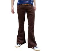 Fuzzdandy Rétro Hommes Marron Évasé Bell Bottoms Velours Côtelé Flares Vintage Années 60 Pantalon - Marron, 32W / 30L