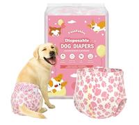 FuzzFables Lot de 20 couches jetables pour chiennes - Respirantes - Avec indicateur d'humidité - Couverture dorsale plus élevée - Absorbantes et anti-fuite - Taille M