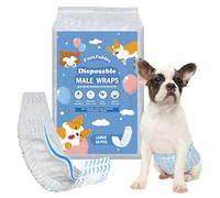 FuzzFables Lot de 20 couches jetables pour chiens mâles, avec indicateur d'humidité, bandes abdominales plus larges pour chiots, absorbantes et anti-fuite, protection contre l'incontinence urinaire
